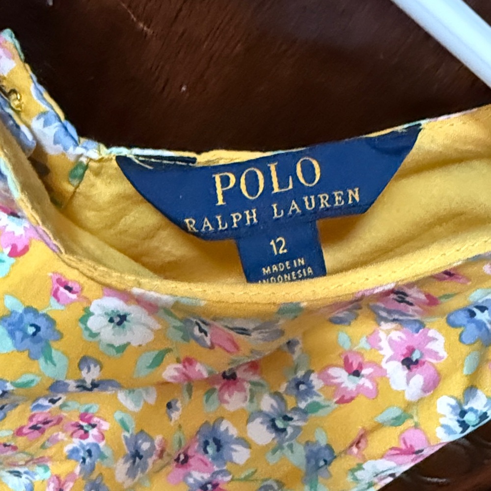 Polo Ralph Lauren Yellow Kids Dress with Belt Easter Spring Girl’s 12 - Picture 3 of 9